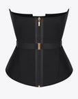 U-Shaped 10 Steel Bones Latex Waist Trainer with Fan Lacing and Front Buckle Adjustment